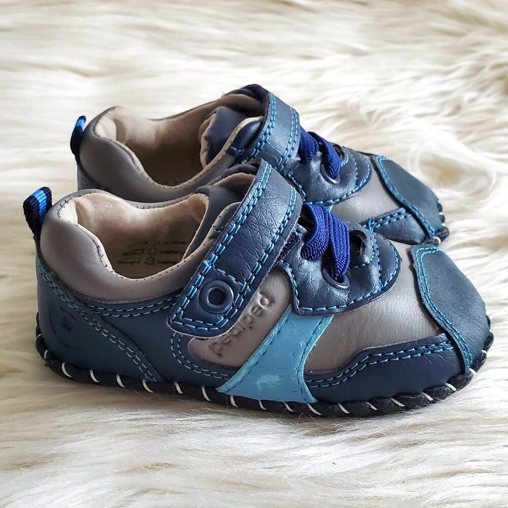 Pediped Franklin Navy/Gray Boy Shoes SZ 6-12 Months